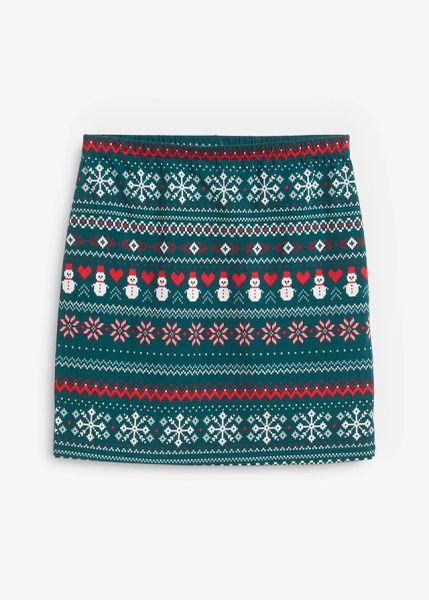 Spódnica mini w norweski wzór, z mieszanki bawełny i elastanu. Czerwone spódnice bonprix, bez wzorów, z bawełny, mini. Za 79.99 zł.