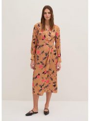 STEFANEL Sukienka w kolorze jasnobrązowo-jasnoróżowym rozmiar: 36. Brązowe sukienki Stefanel, bez wzorów, z wiskozy, bez kołnierzyka, bez ramiączek, midi. Za 347.99 zł.