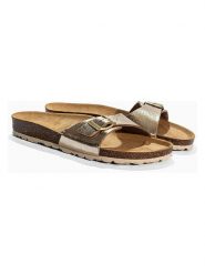 Sunbay Klapki "Jasmin" w kolorze złotym rozmiar: 38. Żółte klapki Sunbay, bez wzorów, z otwartym noskiem, bez obcasa. Za 154.95 zł.