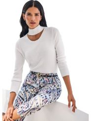 Heine Sweter w kolorze białym rozmiar: 40. Białe swetry Heine, bez wzorów, prążkowane, bez ramiączek. Za 91.34 zł.