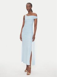 BARDOT Sukienka koktajlowa 59512DB Błękitny Slim Fit. Niebieskie sukienki Bardot, bez wzorów, z syntetyku, wizytowe, bez kołnierzyka, bez ramiączek. Za 349.99 zł.
