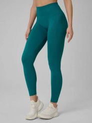 4F Legginsy sportowe w kolorze turkusowym rozmiar: XS/S. Niebieskie legginsy 4f, s, bez wzorów, z materiału, z podwyższonym stanem. Za 57.99 zł.
