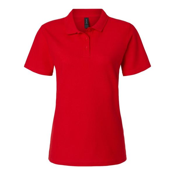 Damska Koszulka Polo Softstyle Pique. Czerwone koszulki polo GILDAN, l, bez wzorów, bez kołnierzyka, bez ramiączek. Za 68.99 zł.