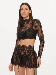 Hunkemöller Bluzka Mya 205075 Czarny Slim Fit. Czarne koszule nocne Hunkemöller, s, bez wzorów, z syntetyku, bez ramiączek. Za 159.99 zł.