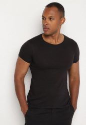 Czarny Klasyczny T-shirt z Bawełny Fodena. Czarne t-shirty Born2be, l, bez wzorów, z bawełny, bez kołnierzyka, bez ramiączek. Za 24.99 zł.