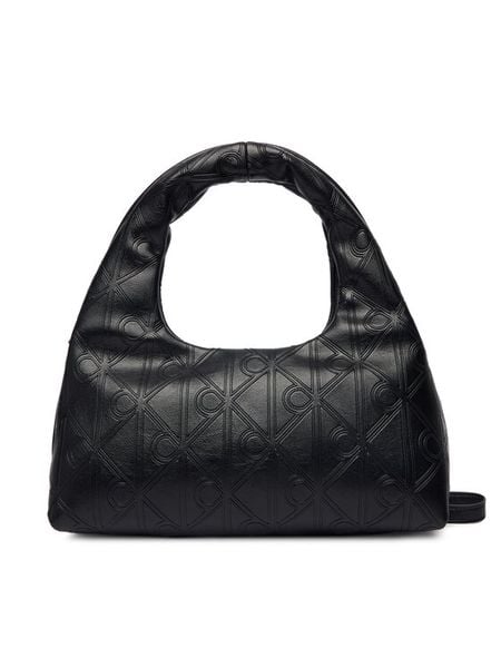 Calvin Klein Torebka Emblem Aop Puffer Bag With Strap LV04F3200G Czarny. Czarne torebki klasyczne Calvin Klein, bez wzorów, ze skóry, bez dodatków. Za 449.99 zł.
