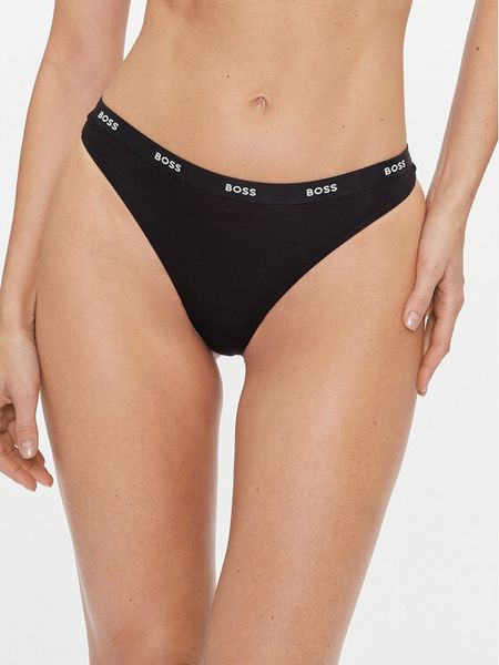 Boss Stringi 50502752 Czarny. Czarne stringi Boss, bez wzorów, z wiskozy. Za 59.99 zł.