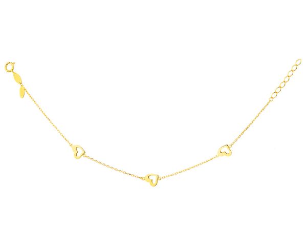 Złota bransoletka - Serca. Żółte bransoletki Apart, złote. Za 699.00 zł.