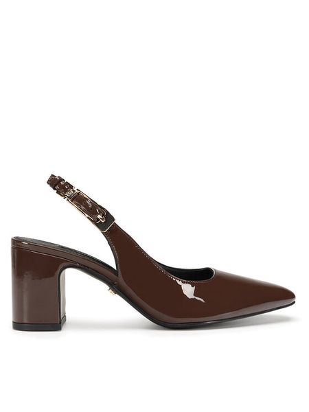 Gino Rossi Sandały JORDANA-115997 Brązowy. Brązowe sandały Gino Rossi, bez wzorów, z lakierowanej skóry, bez obcasa, na słupku, bez zapięcia. Za 299.99 zł.