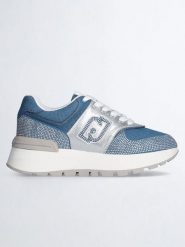 Liu Jo Skórzane sneakersy w kolorze niebiesko-srebrnym rozmiar: 39. Niebieskie trampki Liu Jo, bez wzorów, z materiału, bez zapięcia. Za 485.45 zł.
