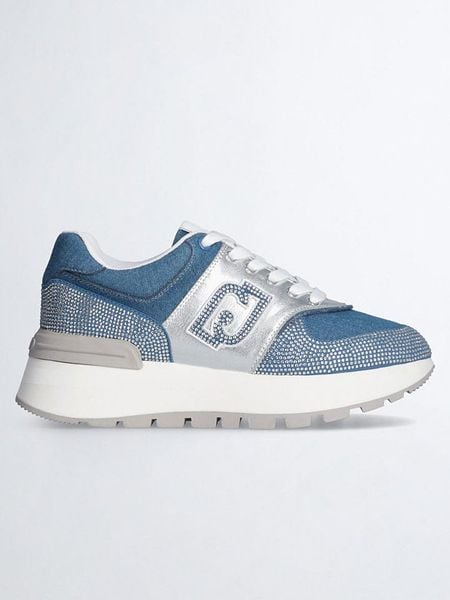 Liu Jo Skórzane sneakersy w kolorze niebiesko-srebrnym rozmiar: 39. Niebieskie trampki Liu Jo, bez wzorów, z materiału, bez zapięcia. Za 397.83 zł.