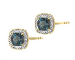 Kolczyki z żółtego złota z diamentami i topazami London Blue - próba 585. Niebieskie kolczyki Apart, z diamentem, złote. Za 2,459.00 zł.