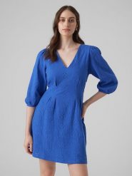 Vero Moda Sukienka w kolorze niebieskim rozmiar: M. Niebieskie sukienki Vero Moda, m, bez wzorów, z bawełny, bez kołnierzyka, bez ramiączek, mini. Za 83.62 zł.