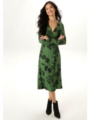 Aniston Sukienka w kolorze zielono-czarnym rozmiar: 40. Czarne sukienki Aniston, bez wzorów, z materiału, bez kołnierzyka, bez ramiączek, midi. Za 95.99 zł.