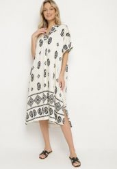 Czarno-Kremowa Wiskozowa Sukienka Boho o Pudełkowym Kroju z Rozcięciami Nelbia. Czarne sukienki Born2be, na co dzień, l, bez wzorów, z wiskozy, boho, bez kołnierzyka, bez ramiączek, midi. Za 84.99 zł.