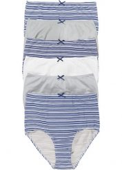 Figi z wysoką talią (6 par). Niebieskie figi bonprix, bez wzorów. Za 79.99 zł.