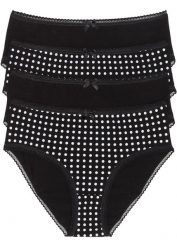 Figi maxi z miękką bawełną organiczną (4 pary). Czarne figi bonprix, bez wzorów, z bawełny. Za 67.99 zł.