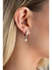 Heliophilia Srebrne kolczyki-kreole z perłami rozmiar: onesize. Białe kolczyki Heliophilia, z perłą, srebrne. Za 109.52 zł.