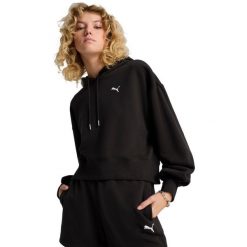 Bluza z kapturem Puma Wardrobe Ess Relaxed Cropped Hoodie, Kobiety. Czarne bluzy Puma, l, bez wzorów, z bawełny, z kapturem. Za 390.00 zł.