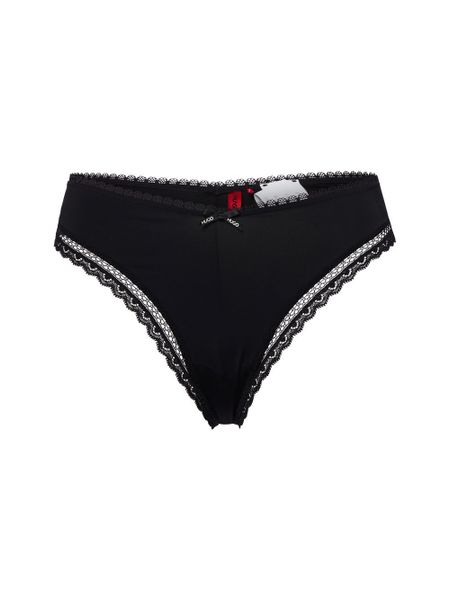 HUGO Stringi - Stringi Unique Kobiety czarny, XL. Czarne stringi Hugo, bez wzorów, z materiału. Za 139.95 zł.