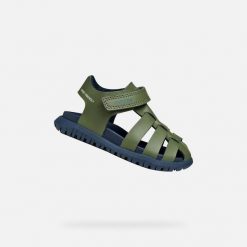 Sandały GEOX B SANDAL FUSBETTO BO Zielony. Niebieskie sandały Geox, bez wzorów, z syntetyku, bez obcasa, bez zapięcia. Za 190.99 zł.