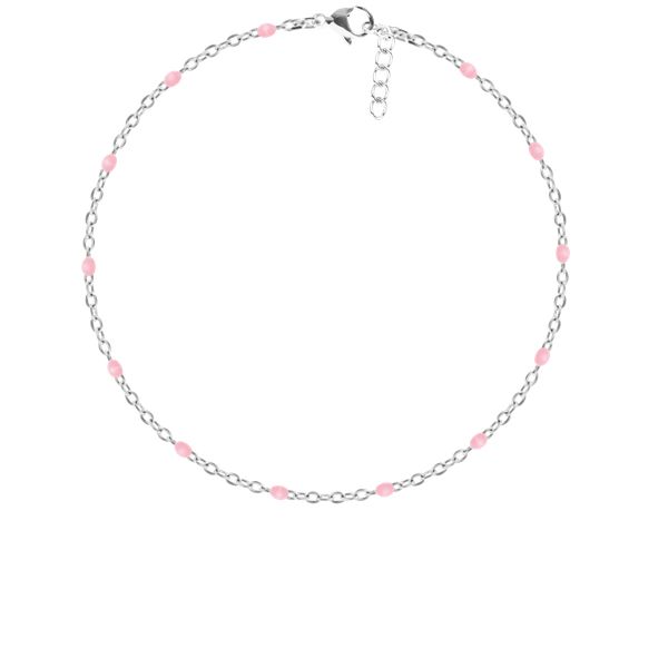 Bransoletka 16+5 cm, różowa emalia, posrebrzana. Szare bransoletki Lilou, posrebrzane. Za 99.00 zł.