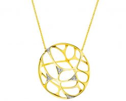 Naszyjnik z żółtego złota z diamentami - 0,02 ct - próba 585. Żółte naszyjniki Apart, z diamentem, złote. Za 3,590.00 zł.