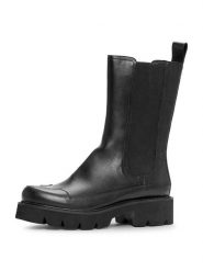 Ilse Jacobsen Skórzane sztyblety w kolorze czarnym rozmiar: 38. Czarne botki Ilse Jacobsen, bez wzorów, bez obcasa, bez zapięcia. Za 277.36 zł.