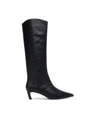 Calvin Klein Botki Ess Kitten Heel Long Boots HW0HW02690 Czarny. Czarne botki Calvin Klein, bez wzorów, ze skóry, bez obcasa, na szpilce, bez zapięcia. Za 1,099.00 zł.