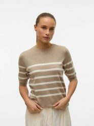 Vero Moda Sweter w kolorze beżowo-kremowym rozmiar: XL. Brązowe swetry Vero Moda, xl, bez wzorów, ze splotem, bez ramiączek. Za 69.99 zł.