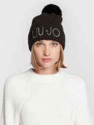 Liu Jo Czapka Ponpon Logo 2F2002 M0300 Czarny. Czarne czapki Liu Jo, bez wzorów, z materiału. Za 259.99 zł.
