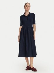 Tommy Hilfiger Sukienka codzienna WW0WW52227 Granatowy Regular Fit. Niebieskie sukienki TOMMY HILFIGER, na co dzień, l, bez wzorów, z bawełny, bez kołnierzyka, bez ramiączek, proste. Za 649.99 zł.