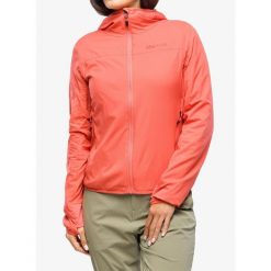 Kurtka softshell damska Marmot Alt HB Hoody. Czerwone kurtki sportowe Marmot, bez wzorów, z softshellu, bez kaptura, trekkingowe. Za 566.49 zł.