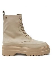 Tommy Hilfiger Trzewiki FW0FW08200 Beżowy. Brązowe botki TOMMY HILFIGER, bez wzorów, ze skóry, bez obcasa, na płaskiej podeszwie, bez zapięcia. Za 529.99 zł.