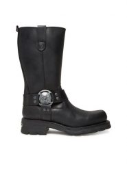 NEW ROCK Kozaki M-7610-S1 Czarny. Czarne kozaki NEW ROCK, ze skóry, bez obcasa, na płaskiej podeszwie, bez zapięcia. Za 1,149.00 zł.
