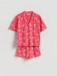 Dwuczęściowa piżama z bawełny - fuksja. Czerwone piżamy Reserved, bez wzorów, z bawełny, bez ramiączek. Za 109.99 zł.