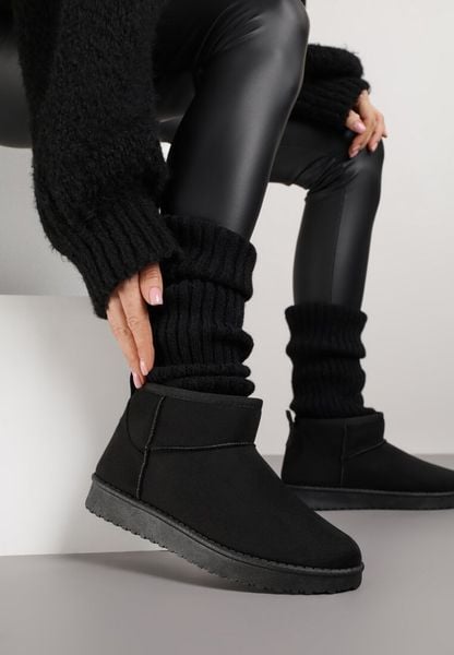 Czarne Śniegowce z Niską Cholewką Retira. Czarne trapery i śniegowce Renee, z jeansu, przed kostkę. Za 69.99 zł.