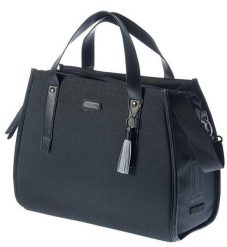 Torba biznesowa „Noir. Czarne torby na ramię BASIL, bez wzorów, z materiału, biznesowe, na ramię, bez dodatków. Za 385.00 zł.