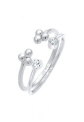 Elli Damski zestaw kule otwarty Ball Design z kryształami w srebrze próby 925 sterling silver Pierścionki 1 ct. Szare pierścionki Elli, srebrne. Za 248.99 zł.