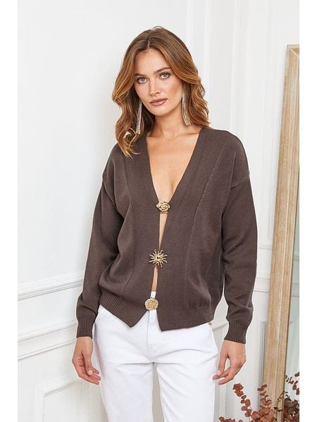 Joséfine Kardigan "Alabess" w kolorze brązowym rozmiar: L. Brązowe kardigany Joséfine, l, bez wzorów. Za 177.94 zł.