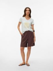 Vero Moda Koszulka w kolorze białym rozmiar: L. Białe bluzki Vero Moda, l, bez wzorów, z bawełny, bez kołnierzyka, bez ramiączek. Za 55.95 zł.