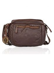 Bellicci Skórzana torebka w kolorze ciemnobrązowym - 25,5 x 22 x 8 cm rozmiar: onesize. Brązowe torby na ramię Bellicci, bez wzorów, z materiału, na ramię, bez dodatków. Za 217.99 zł.