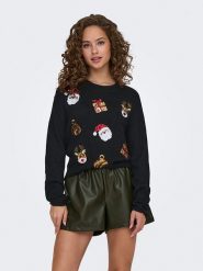 JDY Sweter "Santa" w kolorze zielonym rozmiar: XL. Zielone swetry JDY, xl, z aplikacjami, bez ramiączek. Za 88.64 zł.