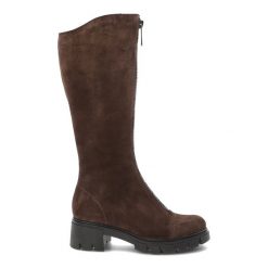 Brązowe Kozaki Simen Eleganckie Buty Damskie. Brązowe kozaki Simen, bez obcasa, bez zapięcia. Za 639.00 zł.