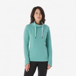 Bluza turystyczna damska Quechua NH100. Zielone bluzy QUECHUA, s, bez wzorów, z bawełny, bez kaptura. Za 109.99 zł.