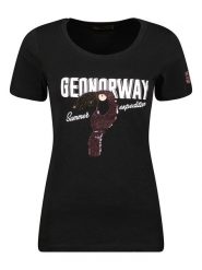 Geographical Norway Koszulka "Jeverything" w kolorze czarnym rozmiar: L. Czarne bluzki Geographical Norway, l, bez wzorów, z bawełny, bez kołnierzyka, bez ramiączek. Za 39.49 zł.