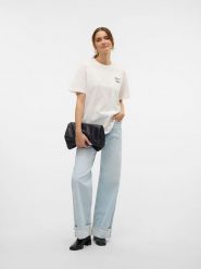 Vero Moda Koszulka w kolorze białym rozmiar: XS. Białe bluzki Vero Moda, xs, bez wzorów, z bawełny, bez kołnierzyka, bez ramiączek. Za 39.58 zł.