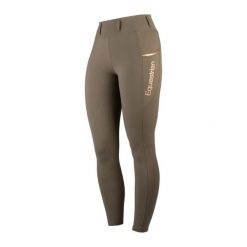 Damskie legginsy jeździeckie o średniej przyczepności HORKA Mindy. Brązowe legginsy Horka, l, bez wzorów, z materiału, długie. Za 408.50 zł.