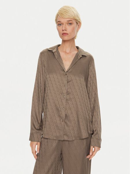 Calvin Klein Koszulka piżamowa Buttondown 000QS7302E Brązowy Regular Fit. Brązowe koszule nocne Calvin Klein, m, bez wzorów, z syntetyku, bez ramiączek. Za 159.99 zł.
