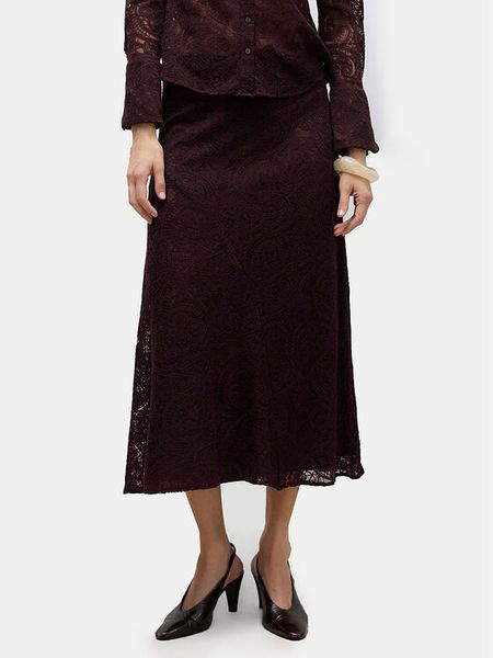 Vero Moda Spódnica midi Urshila 10336946 Bordowy Regular Fit. Czerwone spódnice Vero Moda, l, bez wzorów, z bawełny, midi. Za 269.99 zł.